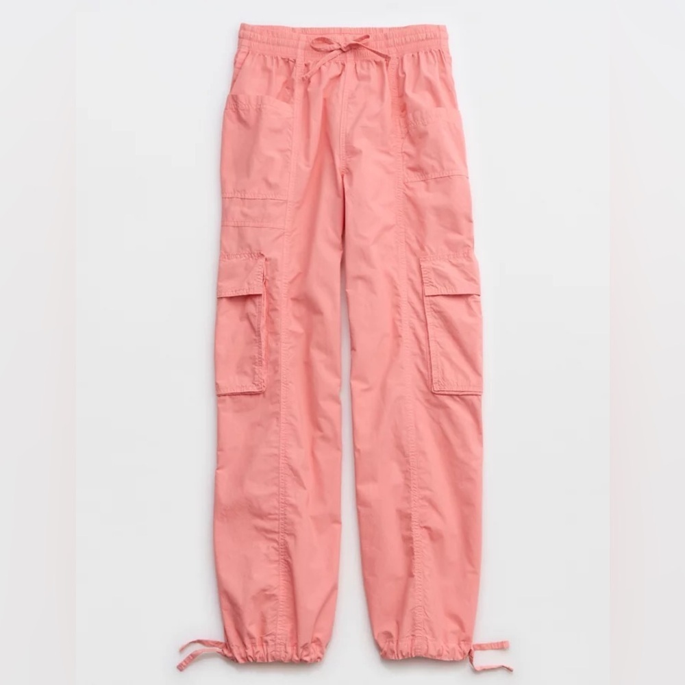 Aerie Go For It Baggy Cargo Pants XS Spicy Coral High Waisted